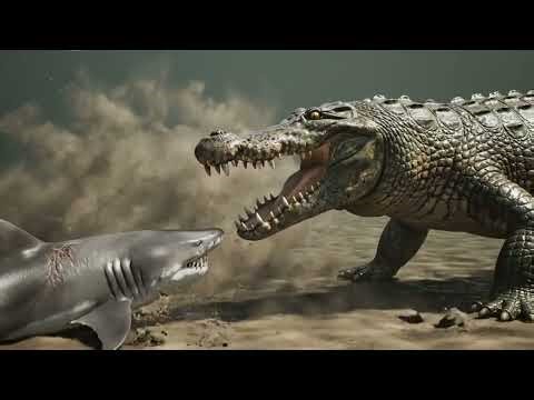 Spotkanie w estuarium krokodyla słonowodnego z rekinem bykiem