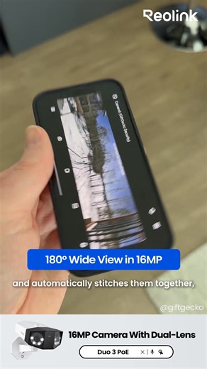 One camera, double the view. 🌍 Ditch the multi-camera setup for the Reolink Duo 3 PoE. Its dual lenses merge into a single 180° panorama, while Motion Track technology follows every move in real-time. ✅ 16MP UHD Detail ✅ Smart Motion Tracking ✅ Simple PoE Installation 180° of Pure Clarity. Get Yours Today! | Reolink
