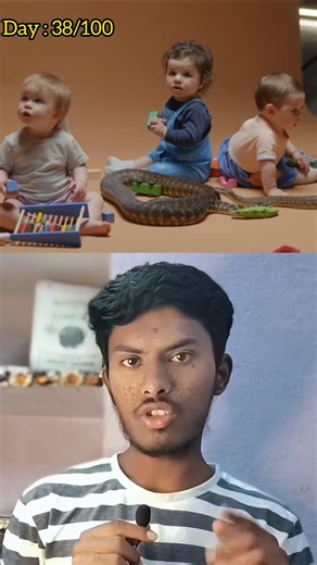 Day (38/100) Baby vs Snake: A Shocking First Encounter #facts #shorts