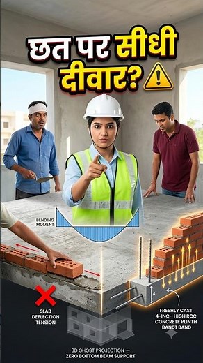 छत पर सीधे दीवार कभी मत रखना! ❌ #shorts #ytshorts #construction