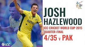 645K views · 10K reactions | On Josh Hazlewood's birthday, relive his Player-of-the-Match performance against Pakistan in the 2015 ICC Cricket World Cup Quarter-Final  Happy Birthday Josh!  | ICC - International Cricket Council | Facebook
