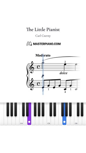 MasterPiano.com on Instagram: "The Little Pianist by Carl Czerny ⏱️ 1:12 piece 📊 Difficulty: Elementary (Level 28) 🎯 Skill Level: Elementary (1-2 years experience) 📚 Learning Time: 2-3 weeks with regular practice 👤 Perfect for: • Students who've completed beginner method books • Pianists comfortable with basic music reading • Those ready for slightly more complex pieces 📄 Get the FREE interactive sheet music: https://masterpiano.com/sheets/the-little-pianist-op-823-no-24-czerny MasterPiano 
