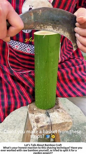 Shaving the Green Skin Off Bamboo – Traditional Craft Preparation 🎋🔪