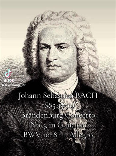 Johann Sebastian Bach’s Brandenburg Concerto No. 3 in G major, BWV 1048: I. Allegro is a vibrant and tightly constructed movement that showcases Bach’s mastery of contrapuntal writing and rhythmic energy. Scored uniquely for three violins, three violas, three cellos, and continuo, the movement unfolds as a continuous stream of lively, motor-driven rhythms rather than contrasting solo and tutti sections typical of concertos. The music is built from short, energetic motives that are passed rapidly