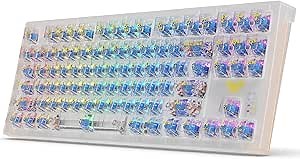 AULA Wireless Mechanical Keyboard, 3 in 1 Hot Swappable RGB Mechanical Gaming Keyboard with Transparent keycaps, 17 RGB Modes and 19 Side Light Modes, 87 Keys Anti-ghosting for Windows Mac PC Gamers