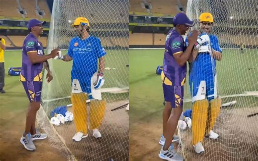 [Watch] 'The traitor is here' - MS Dhoni takes cheeky jibe at Dwayne Bravo