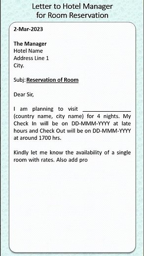 Letter to Hotel for Room Reservation #youtubeshorts ‪@lettersapplications‬ #roomreservation