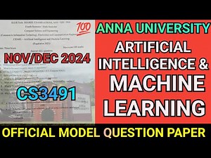 Artificial Intelligence & Machine Learning Model Official Question Anna University | CS3491 #cs3491