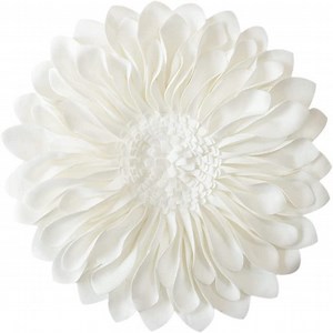 JWH 3D Handmade Round Decorative Soft Suede Flower Pillows Throw Pillows 3D Handmade Sunflower Pillow for Bedroom Couch Bed Decor 12inch White