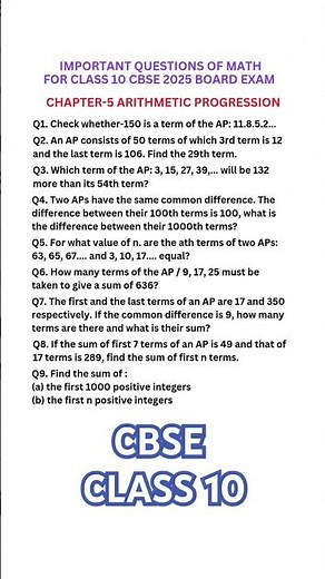 Important questions of maths for cbse class 10 board exam 2025 #cbseclass10