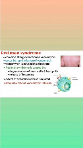 Red man syndrome, causes & symptoms, vancomycin allergic reaction, pharmacology made easy #shorts