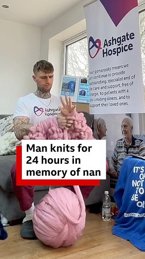 "I'm a locksmith by day but at night I arm knit blankets."😮 Meet The Tattooed Knitter who took on a fantastic challenge in memory of his nan ❤️ . . . #bbceastmidlands #derbyshire #armknitting #knittingcommunity | BBC Nottingham