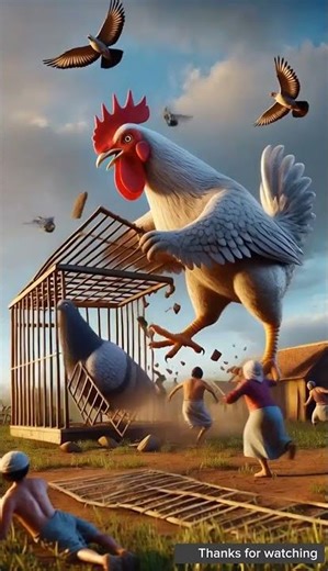 A big pigeon enters the village | True story of the pigeon and the hen 😭 #ai #hen #pigeon #farmer