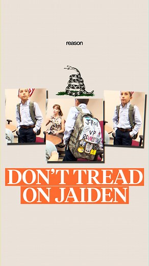 2.1K views · 55 reactions | A 12-year-old boy was kicked out of class for sporting a Gadsden flag patch on his backpack. Is the patch a symbol of slavery or the American revolution? https://reason.pub/3Z2TLif : Lex Villena | Reason Magazine | Facebook