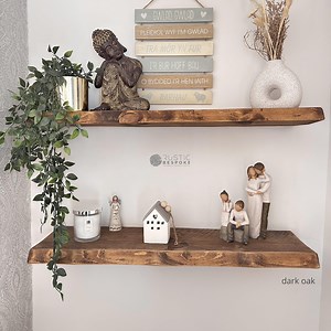 Waney Edge Floating Shelf, Rustic Solid Wood, Wax Finish, Reclaimed, 22.5cm Deep - Etsy UK