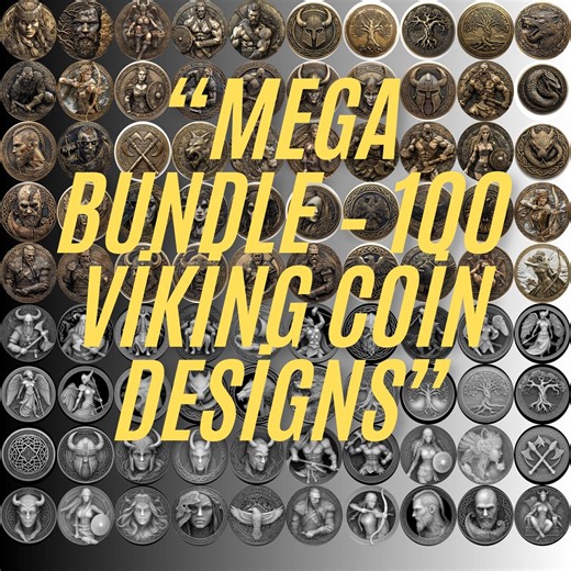 Viking Coin Bundle 100 Viking Designs 100 Depth Maps 100 HD Images | Digital Download for Laser Engraving & Relief Art Grayscale Heightmap - Etsy