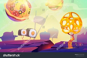 Fast Food Planet Cartoon Poster Pizza Stock Vector (Royalty Free) 1963259740 | Shutterstock