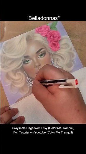 Belladonnas 🌸 Watch her blush with color! 🌸Grayscale Coloring Tutorial Timelapse