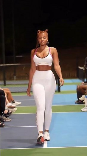 Tiffany Walker walks #lafw #2025 in prototype. Athletic line by #halloffame #terrellowens #model