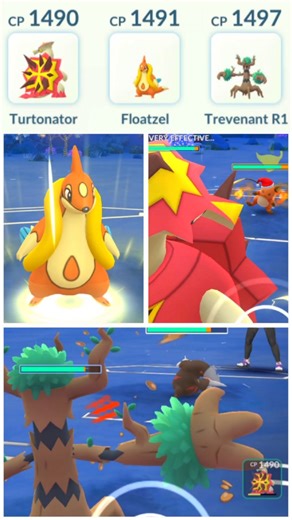 Turtonator 🔥 Floatzel 💧 Trevenant 😈 @PoKePrince79 #pokemongo #pokemon #gbl