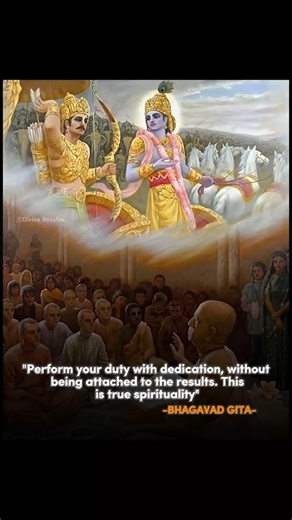 Divine Resolve on Instagram: "“Perform your duty with dedication, without being attached to the results. This is true spirituality.” This teaching from the Bhagavad Gita reminds us that real peace comes when we give our best effort but stop worrying about what we cannot control. Success and failure don’t define us our sincerity and actions do. When we focus only on results, the mind becomes anxious. But when we focus on the work itself, the mind becomes steady, calm, and powerful. Detachment doe