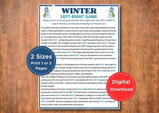 Winter Left Right Game Printable | Holiday Party Game for Kids and Adults | Classroom and Family Fun | Group Game - Etsy Canada