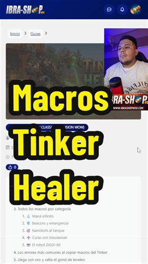 Todos los macros que uso en mi Tinker Healer de WoW Ascension, con botón de copiar para que los pegues directo. ✅ El macro de maná infinito que casi nadie usa ✅ Los 3 beacons desde un solo botón ✅ Cómo desaparecer de la lista de aggro ✅ Curar sin cambiar de objetivo (mouseover) ✅ Por qué se te pierde el robot y cómo arreglarlo #WoWAscension #IBRASHOPWEB #MMORPG #Tinker #ConquestOfAzeroth