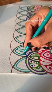 1M views · 6K reactions | Draw colourful mandala border with me!! | Preet.tangledart | Facebook