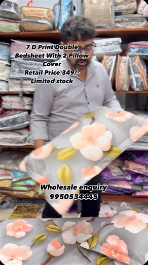 Goutam handloom Corporation on Instagram: "WHOLESALE SE BHI SASTA #goutamhandloom #wholesale #manufacturing #jodhpur #homedecor #reseller #premiumquality ## Product Captions 1. “Vibrant 7D print double bedsheet with 2 pillow covers for a stylish bedroom” 2. “Eye-catching design: 7D print double bedsheet with pillow covers for a modern look” 3. “Transform your bedroom: 7D print double bedsheet with 2 pillow covers” ## Features Captions 1. “7D print: vibrant and detailed design for a stunning look