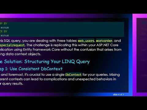 How to Handle SELECT FROM Subquery in Entity Framework Core Without Context Object Conflicts