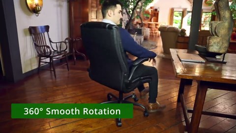 Marsail Executive Office Chair with Flip-up Armrests,PU Leather Ergonomic Desk Chair Height-Adjustable Swivel Rolling Computer Desk Chair,Black