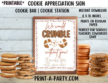 Cookie Appreciation Sign | Printable 8x10 Teacher & Staff Treats