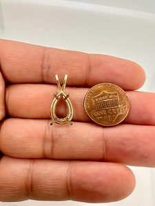 14K Gold Pear Pendant Mounting | 4-prong Setting | Sizes 5x3mm to 15x10mm | Jewelry Making Supplies - Etsy