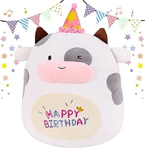 16" Cow Plush Toy Cute Stuffed Animals Soft Pillow Plushies Kawaii Cow Plushie for Girls Boys Kids Birthday Gift for Kids Boys Girls, Halloween, Christmas