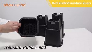 shouwuhho Bed Risers 2 inch, Furniture Risers Elevation in Heights 2 3 4 5 6 7 8 Inch Heavy Duty, Bed Lift Risers for Caster Wheels or Posts of Bed Table Couch, Support up to 6000 lbs, Black, 4 Pack