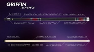 Griffin GR46 Pool Cue - Black with Alternating Maple and Green Design