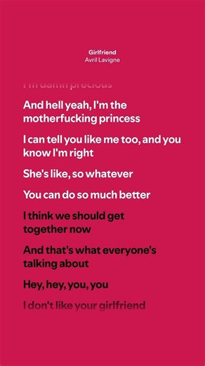Girlfriend - Avril Lavigne (Lyrics)