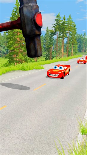 Lightning McQueen vs Giant Hammer 😱 | BeamNG.drive Shorts
