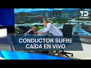 Telediario host falls during live broadcast