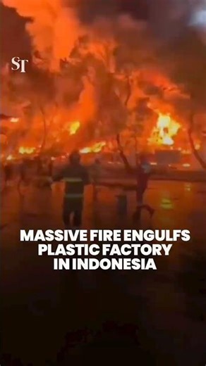 Massive fire engulfs plastic factory in Indonesia's Wanaherang, West Java