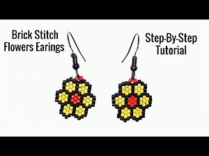 Flower Brick Stitch Earrings With Delica Beads - Tutorial