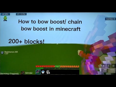 How to bow boost/chain bow boost in Minecraft bedrock (200+ blocks)