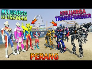 KELUARGA ULTRAMAN UPIN IPIN PERANG LAWAN ROBOT TRANSFORMER - GTA 5 BOCIL SULTAN