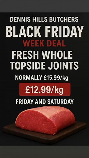 #everyonefollowers📢 Check Out Our Black Friday Week Deals! 🖤🔥This week we’ve got some amazing offers on:🥩 Ribeye steaks and joints🥩 Topside joints🌭 Sausages…plus much more throughout the shop!A quick reminder for anyone wanting to order a half or whole lamb:📩 Please send us a private message or📞 Call the shop directly at 01634 721392When ordering, please state the day you’ll be collecting your order.⚠️ And please make sure you collect on your chosen day — pre-orders that aren’t collected