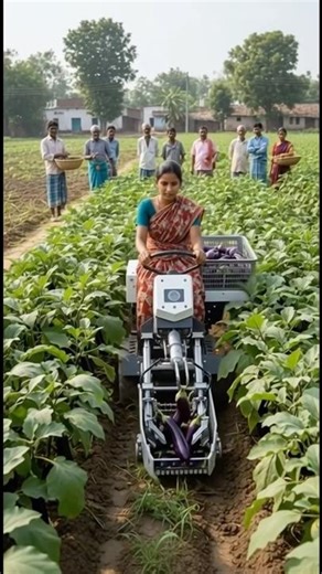 Smart Farming Robot Harvesting Egg plant in Indian Village🍆🤖 #farming #automobile #smartfarming