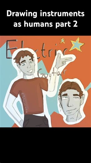 Drawing instruments as humans part two | electric guitar #electricguitar #drawing #procreate #art