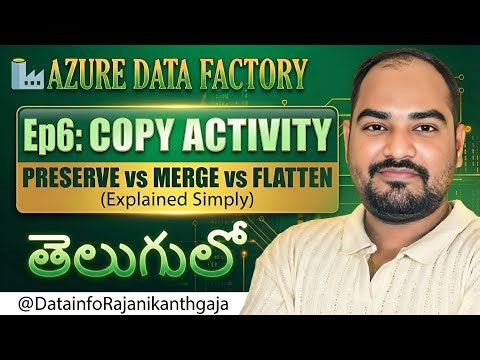 6. ADF Copy Activity 🤯Preserve vs Merge vs Flatten (Copy behavior) in Telugu with Real Time Example