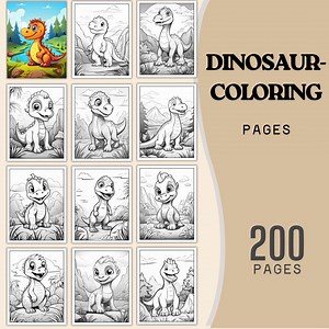Dinosaur Coloring Book for Kids | 200 Fun Baby Dino Pages (PDF) - Etsy