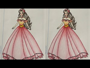 How to draw a barbie doll | barbie princess drawing tutorial | fashion illustration doll drawing