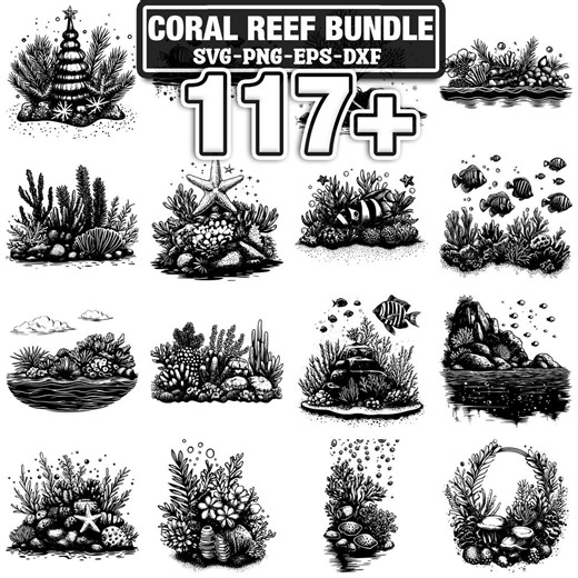 117  Coral Reef Svg, Png, Dxf, Eps Designs Bundle | Instant Digital Download - Etsy UK